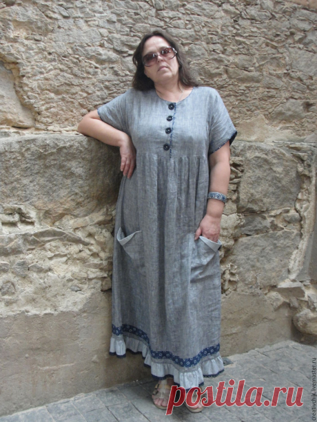 Купить Платье летнее льняное в Бохо стиле в интернет магазине на Ярмарке Мастеров