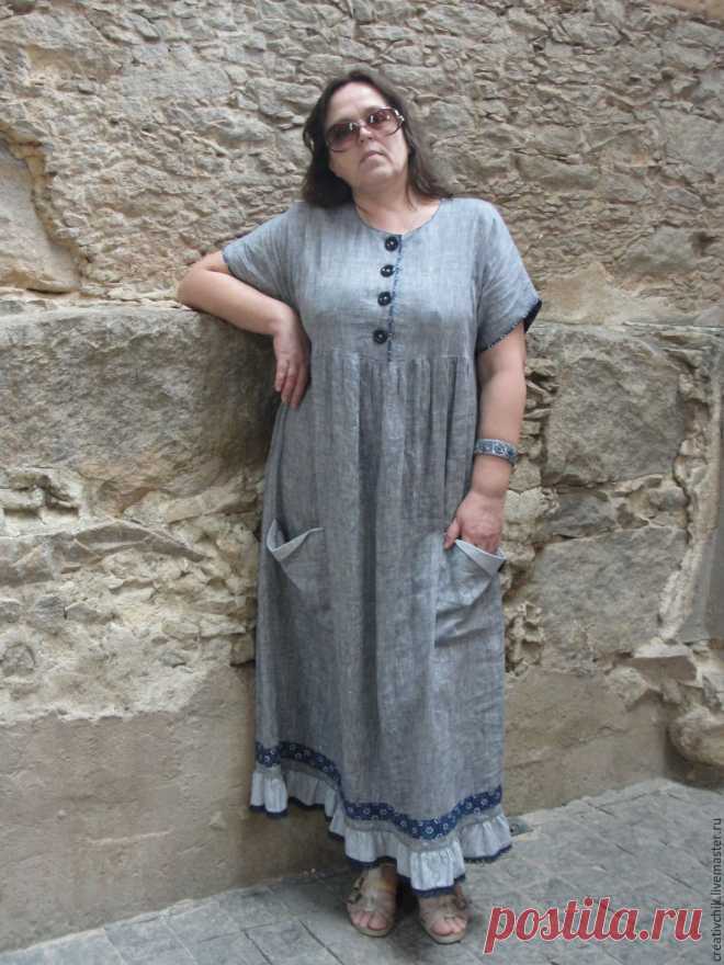 Купить Платье летнее льняное в Бохо стиле в интернет магазине на Ярмарке Мастеров