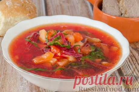 Рецепт: Красный борщ со свекольной ботвой (без капусты) на RussianFood.com