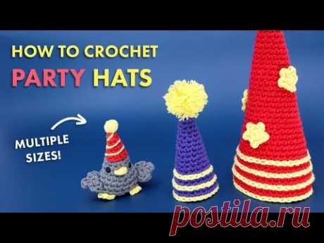How to Crochet a Birthday Party Hat for Amigurumi || Video Pattern Tutorial