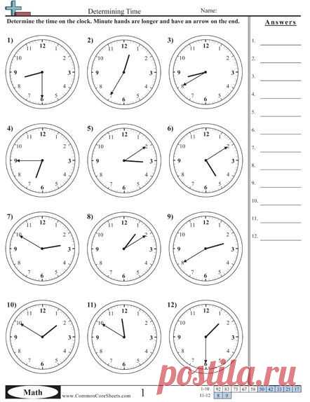 Time Worksheets Large selection of US worksheets- useful for maths and other subjects #spanish: | Åsas favoriter