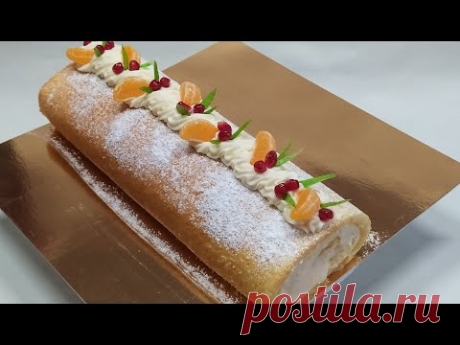 Рулет который никогда не трескается с мандариновым курдом