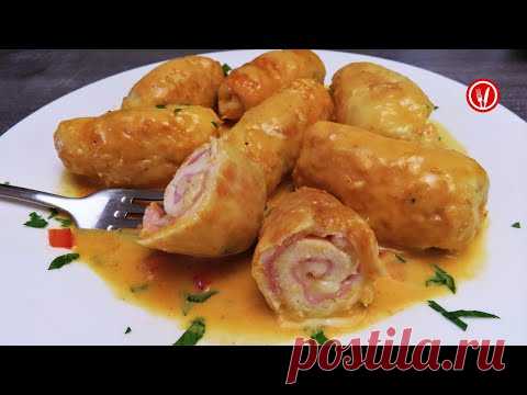 Фаршированная куриная грудка в соусе из сладкого перца