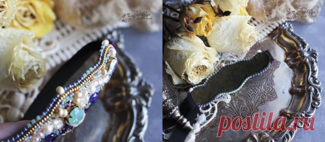 Купить Вышитая повязка для волос "Весеннее утро" - бисер, вышивка, Вышивка бисером, бисерная вышивка