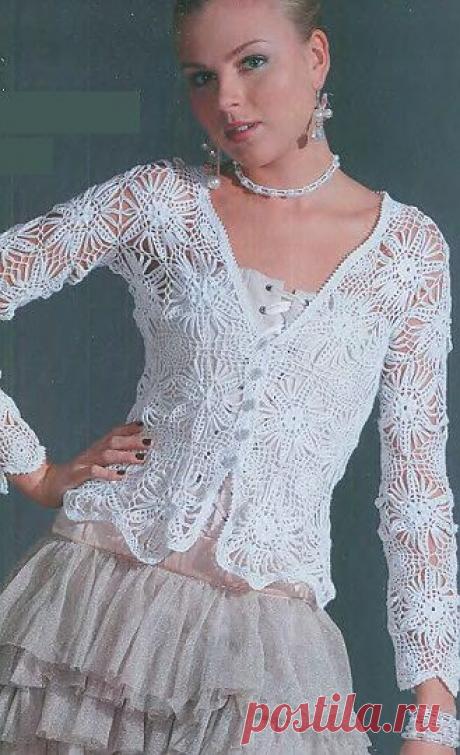 Вязание крючком - ажурный жакет
