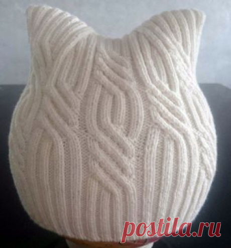 Котошапки - шапочки с ушками связанные спицами - Modnoe Vyazanie ru.com