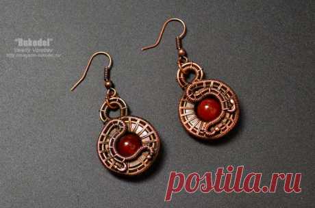 Сережки из проволоки в технике Wire Wrapping своими руками. МК Сережки из проволоки из медной проволоки, медной шайбы и бусины своими руками. Мастер класс от Анатольевича для начинающих мастеров. Мастерская "Рукодел".