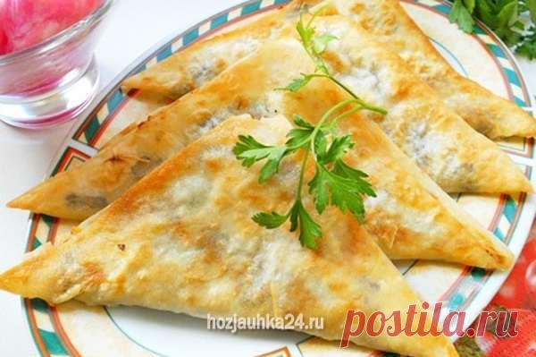 Треугольнички из лаваша грибами и картофелем — Домашний уют