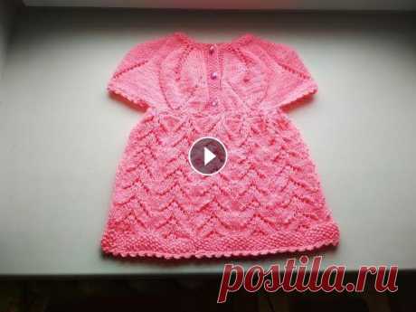 Платье спицами с круглой кокеткой с листьями на девочку часть3 Tutorials by Karina – Instagram – YouTube -...