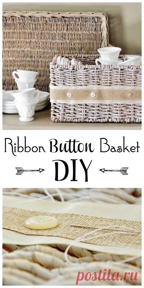 Ribbon Button Basket - Thistlewood Farm