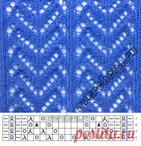 простой ажурный узор спицами | каталог вязаных спицами узоров