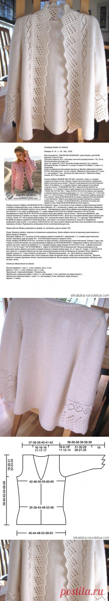 Жакет с ажурной каймой спицами. Схема вязания жакет спицами | Шкатулка рукоделия