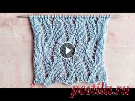 Лаконичные вертикальные дорожки  Простой и легкий ажурный узор спицами. Узор подходит для вязания многих изделий: платья, кардиганы, сарафаны, джемперы, летние топы и маечки, палантин...
