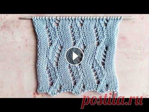 Лаконичные вертикальные дорожки  Простой и легкий ажурный узор спицами. Узор подходит для вязания многих изделий: платья, кардиганы, сарафаны, джемперы, летние топы и маечки, палантин...