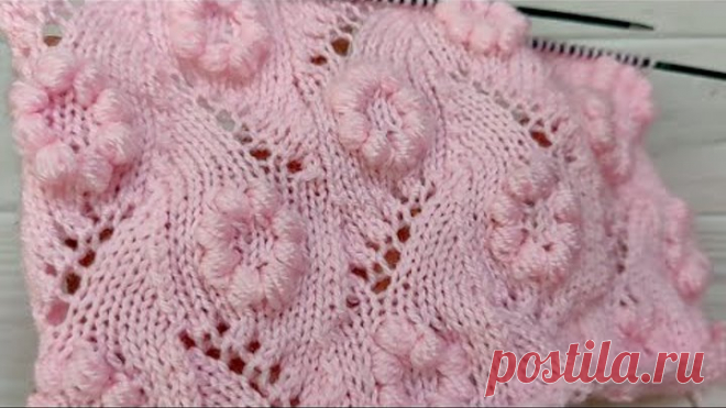 Puff Flower & Openwork Leaf Knitting Pattern, फूल पत्ती की आसान बुनाई