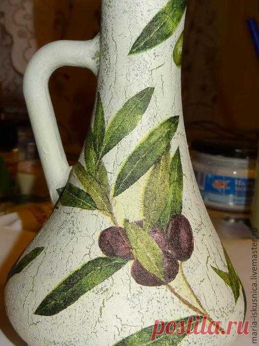 Мастер-класс по декупажу кувшина для масла