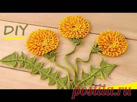 Как вязать ОДУВАНЧИК крючком МАСТЕР-КЛАСС мотивы ИРЛАНДСКОЕ ВЯЗАНИЕ How to crochet flower