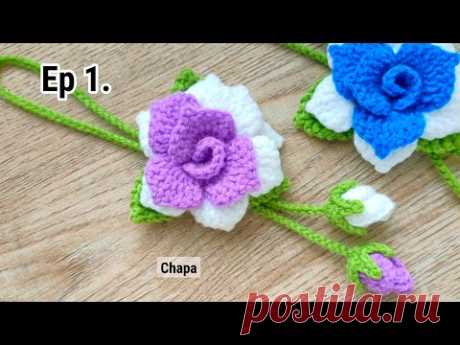 Ep1. Petals🌹Crochet Rose Keychain Tutorial step by step | Crochet Flower Keychain #crochet