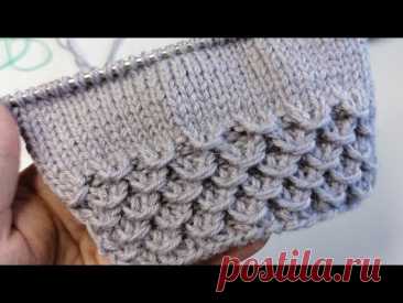 Узор спицами. Красивая резинка из рельефных ячеек