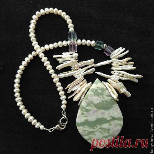 Купить Колье Полет ангела. - жемчуг, жемчуг бива, подарок девушке, подвеска, Колье с подвеской