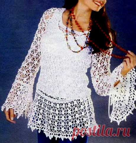 Ажурная кофта &quot;Морозный узор&quot;. Схема