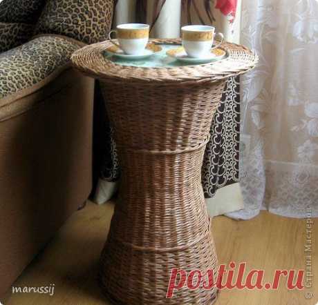 Плетение из газет. Столик со стеклянной столешницей | Ваш Дом | плетение из газетных трубочек | Постила