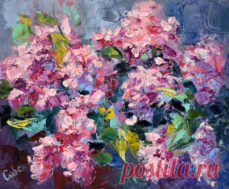 Картина маслом Сирень цветы | Картины Наталья Савенкова Картина маслом Сирень цветы живопись для интерьера Оргалит, масло, 20,5 х 25,5 см. Картина выполнена масляными красками на загрунтованном оргалите. Покрыта защитным слоем лака. Без рамки. Картина маслом Сирень отличный подарок для ваших друзей и родных. Она создаст солнечное настроение и подарит энергию и заряд бодрости. Её можно поставить на полку. Или заказать для нее