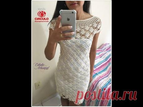 Vestido ou saida de praia em croche aula para canhoto tamanho M