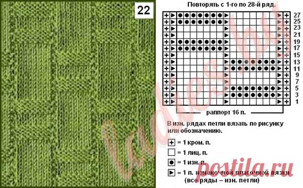 Полосы спицами - простые узоры, вертикальные, горизонтальные, объёмные