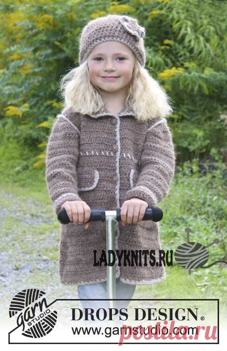 Пальто для девочки крючком Matilda от Дропс