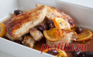 Курица с апельсинами и оливками