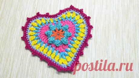 Мастер-класс по вязанию крючком аппликации в виде сердечка. | Повязули. Вязание крючком и вязание С2С. | Яндекс Дзен