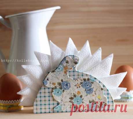 Салфетница из картона. Пасхальный кролик.