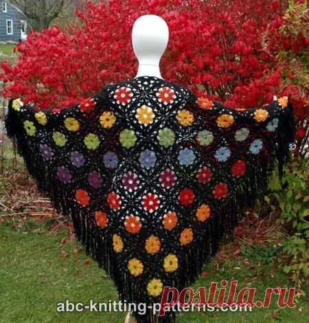 ABC Knitting Patterns - Rainbow Flowers Motif Shawl