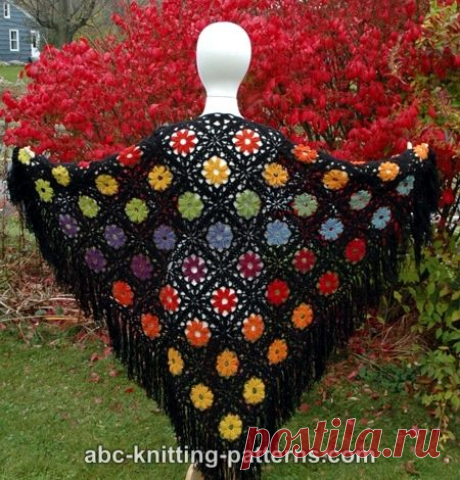 ABC Knitting Patterns - Rainbow Flowers Motif Shawl
