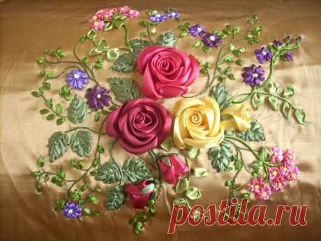 Вышивка лентами. Идеи.