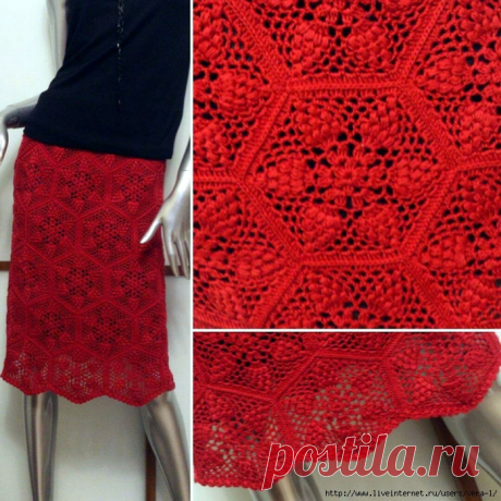 ЮБКА КРАСНАЯ МОТИВАМИ. АВТОР KNIT STYLE (НАДЕЖДА)