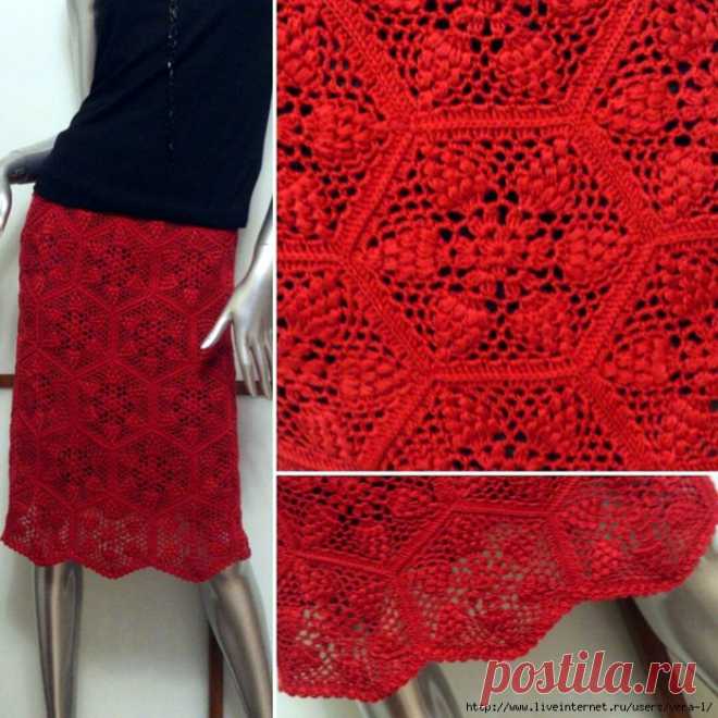 ЮБКА КРАСНАЯ МОТИВАМИ. АВТОР KNIT STYLE (НАДЕЖДА)