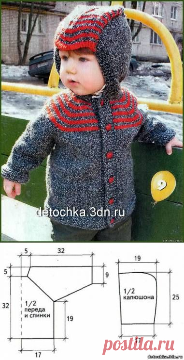 Как связать кофточку с капюшоном для малыша - Вязание кофт и жакетов для малышей - Вязание малышам - Вязание для малышей - Вязание для детей. Вязание спицами, крючком для малышей