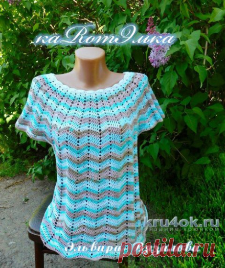 Кофта Ракушка узором зиг- заг от мастерицы Эльвиры Вязаловой