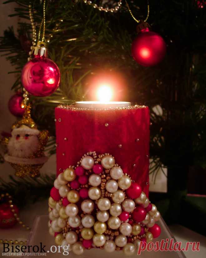 МК Подсвечник Новогодние изделия из бисера, Разные изделия из бисера – Бисерок Как сделать прекрасный подарок на Новый Год. Мастер-класс подсвечник своими руками.