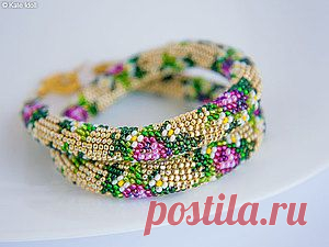 Вяжем бисерный жгут крючком - Ярмарка Мастеров - ручная работа, handmade-Для работы вам понадобится:

- пряжа для основы (обычно нитки Ирис, у меня 3 катушки);

- бисер разного цвета;

- фурнитура: застежка, конусы, кольца, гвозди;

- крючок для вязания 0,8-1,0мм;

- игла для бисера;

- схема.