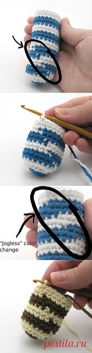 Tutorial: Crocheted Jogless Stripes | NeedleNoodles: Crochet Patterns, Knit Patterns, Amigurumi Awesomeness