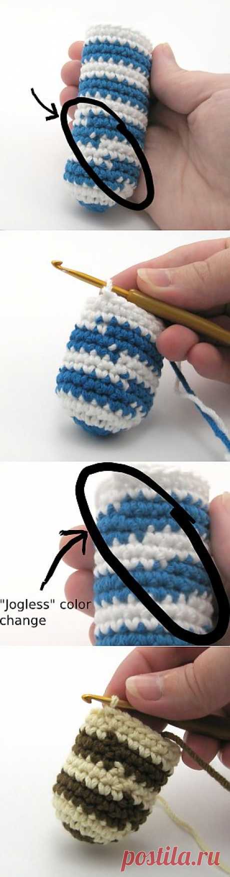 Tutorial: Crocheted Jogless Stripes | NeedleNoodles: Crochet Patterns, Knit Patterns, Amigurumi Awesomeness