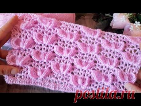 🙋‍♀️По ВАШИМ просьбам! Узор "Полёт бабочки"🦋 в шахматном порядке КРЮЧКОМ. (N 190)