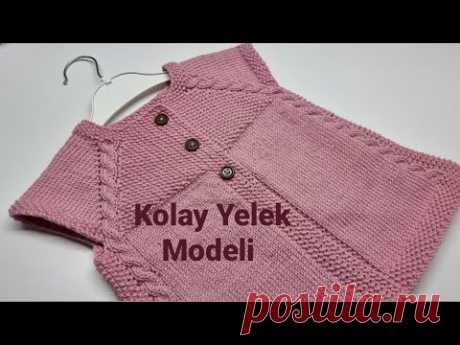 KOLAY YELEK MODELİ PİRİNÇ ÖRGÜLÜ BURGULU YELEK MODELİ