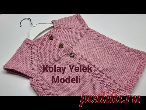 KOLAY YELEK MODELİ PİRİNÇ ÖRGÜLÜ BURGULU YELEK MODELİ