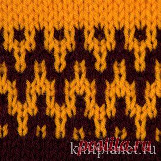 Планета Вязания | Двухцветный узор № 6, схема вязания узора спицами