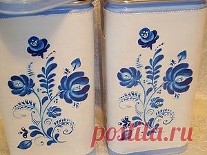 Декор жестяной банки "ГЖЕЛЬ" - Ярмарка Мастеров - ручная работа, handmade