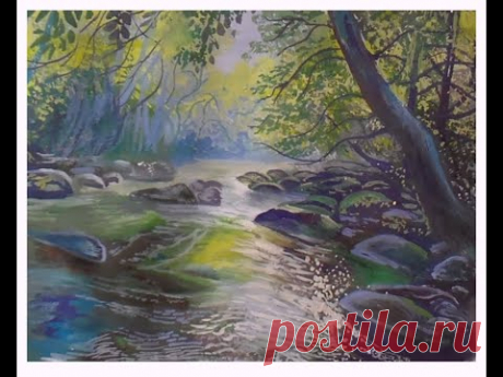 Как нарисовать весенний пейзаж гуашью  Как нарисовать пейзаж